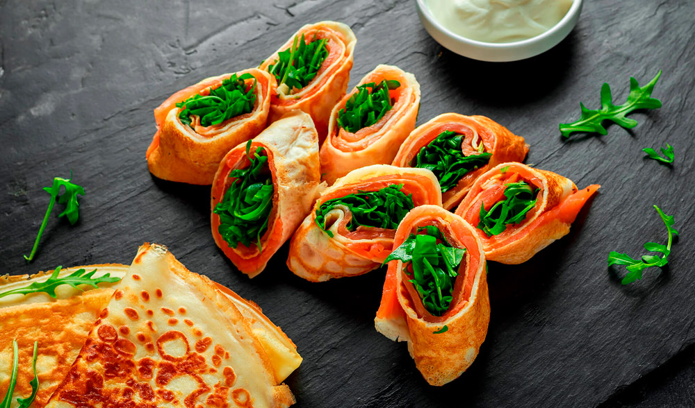 creppes de salmon ahumado