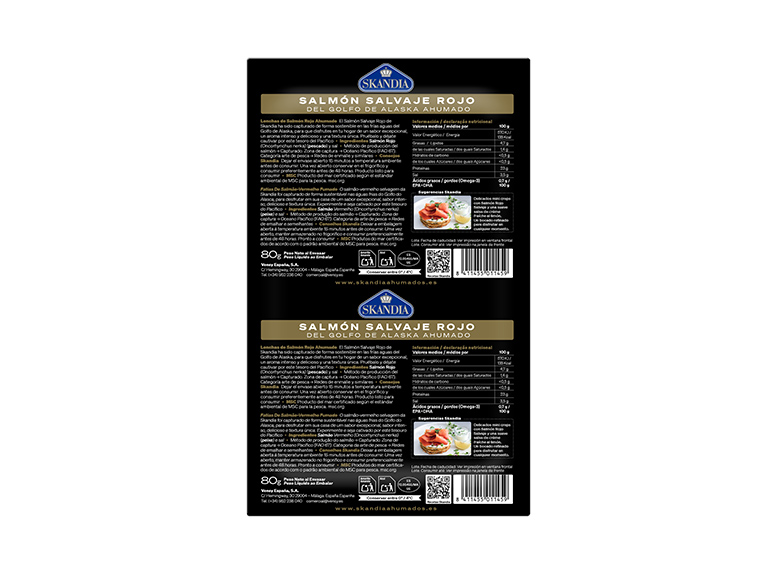 Salmón Salvaje Rojo Ahumado MSC 80g