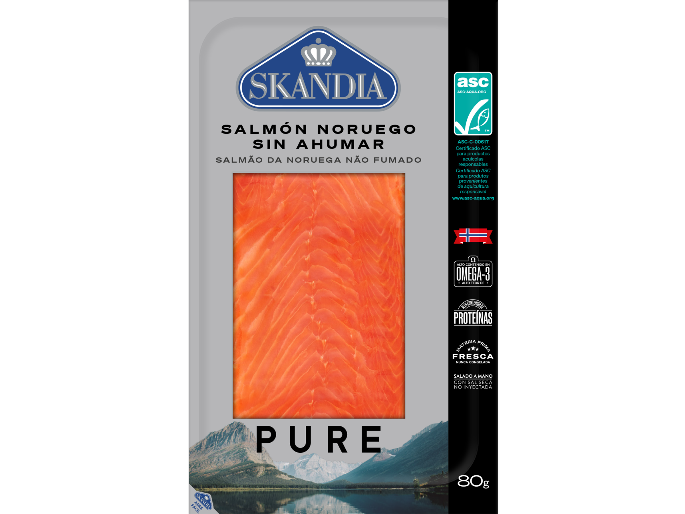 Salmón Noruego Sin Ahumar Pure ASC 80g
